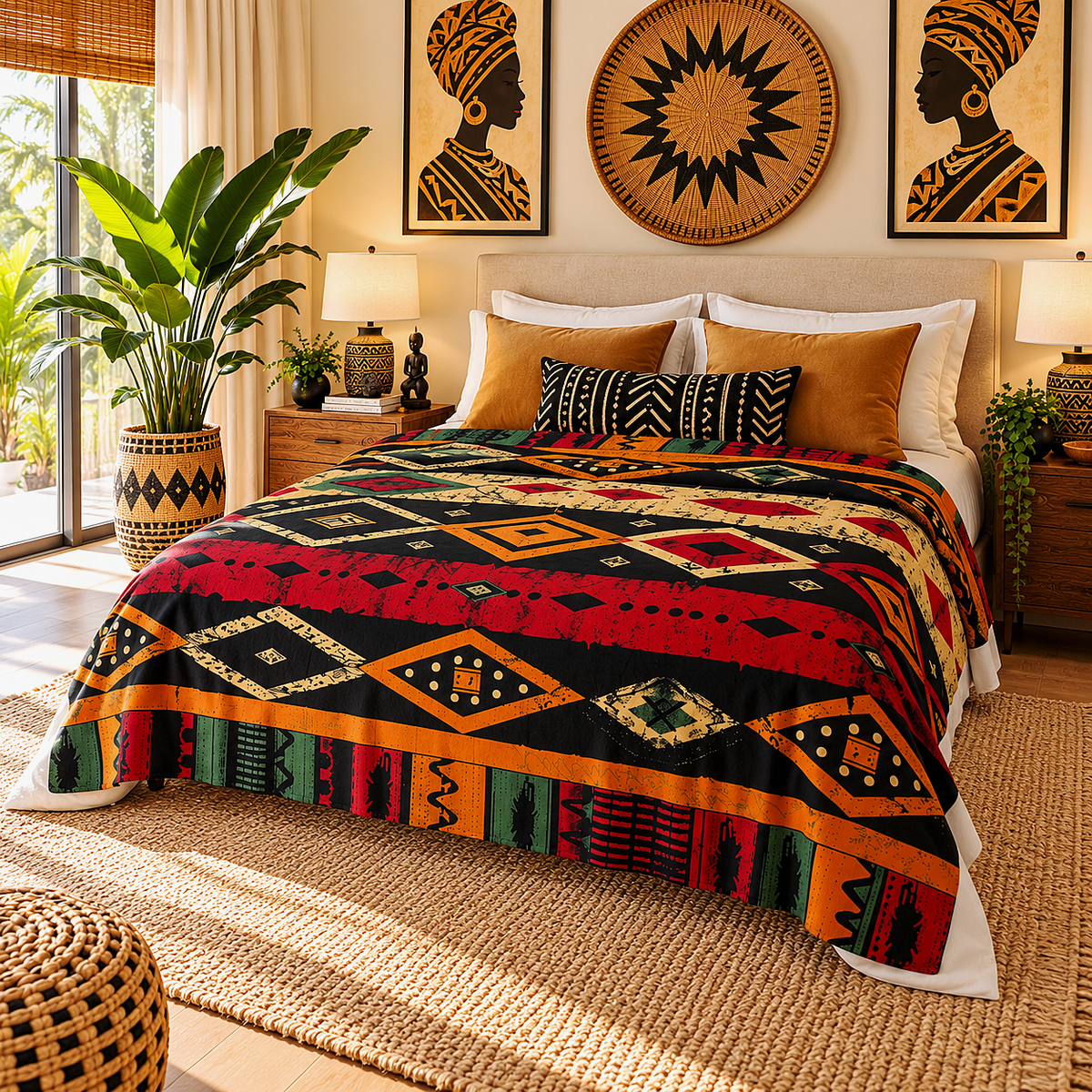 Tribal Geometric Sherpa Fleece Blanket