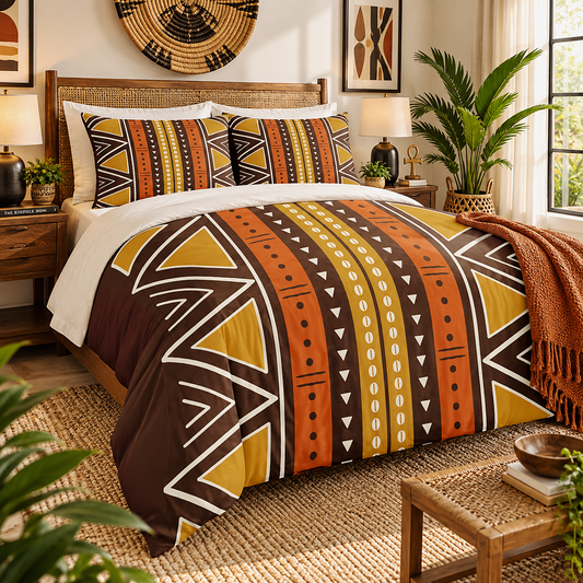 African Mudcloth Duvet Cover Set