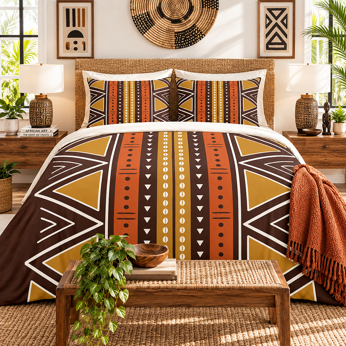 African Mudcloth Duvet Cover Set