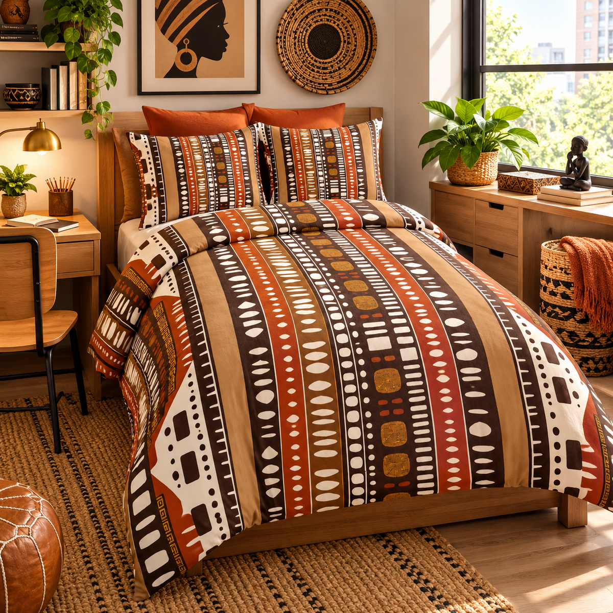 Bogolan Mud Cloth Pattern Cotton Duvet Cover