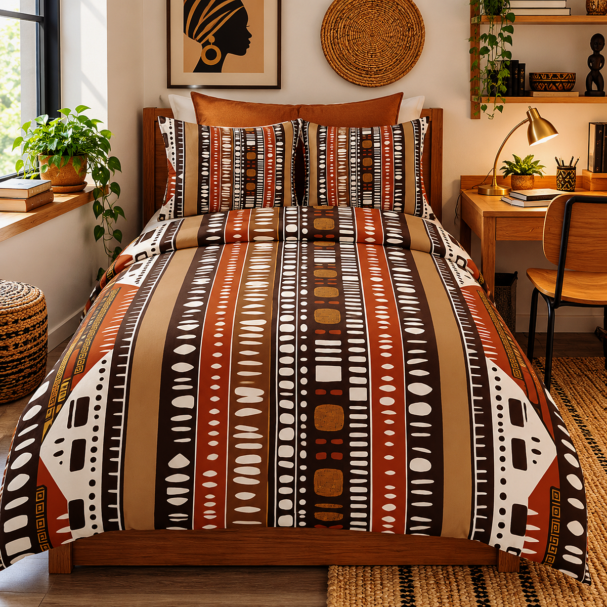 Bogolan Mud Cloth Pattern Cotton Duvet Cover