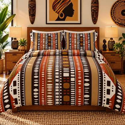 Bogolan Mud Cloth Pattern Cotton Duvet Cover