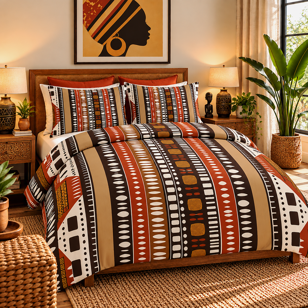 Bogolan Mud Cloth Pattern Cotton Duvet Cover