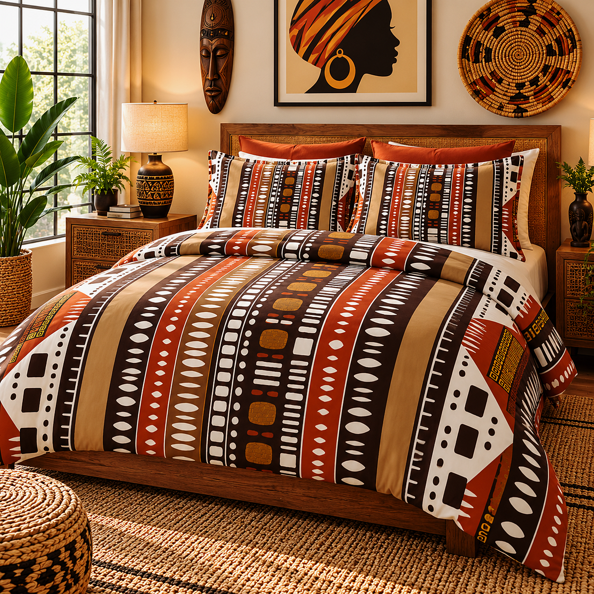Bogolan Mud Cloth Pattern Cotton Duvet Cover