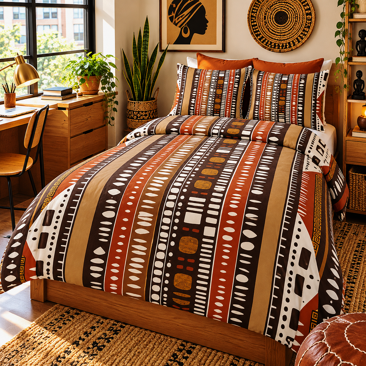 Bogolan Mud Cloth Pattern Cotton Duvet Cover