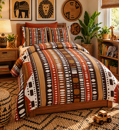 Bogolan Mud Cloth Pattern Cotton Duvet Cover