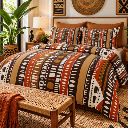 Bogolan Mud Cloth Pattern Cotton Duvet Cover