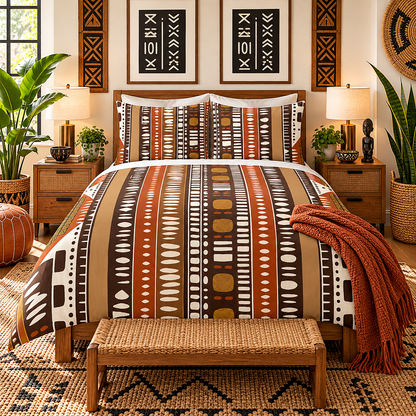 Bogolan Mud Cloth Pattern Cotton Duvet Cover