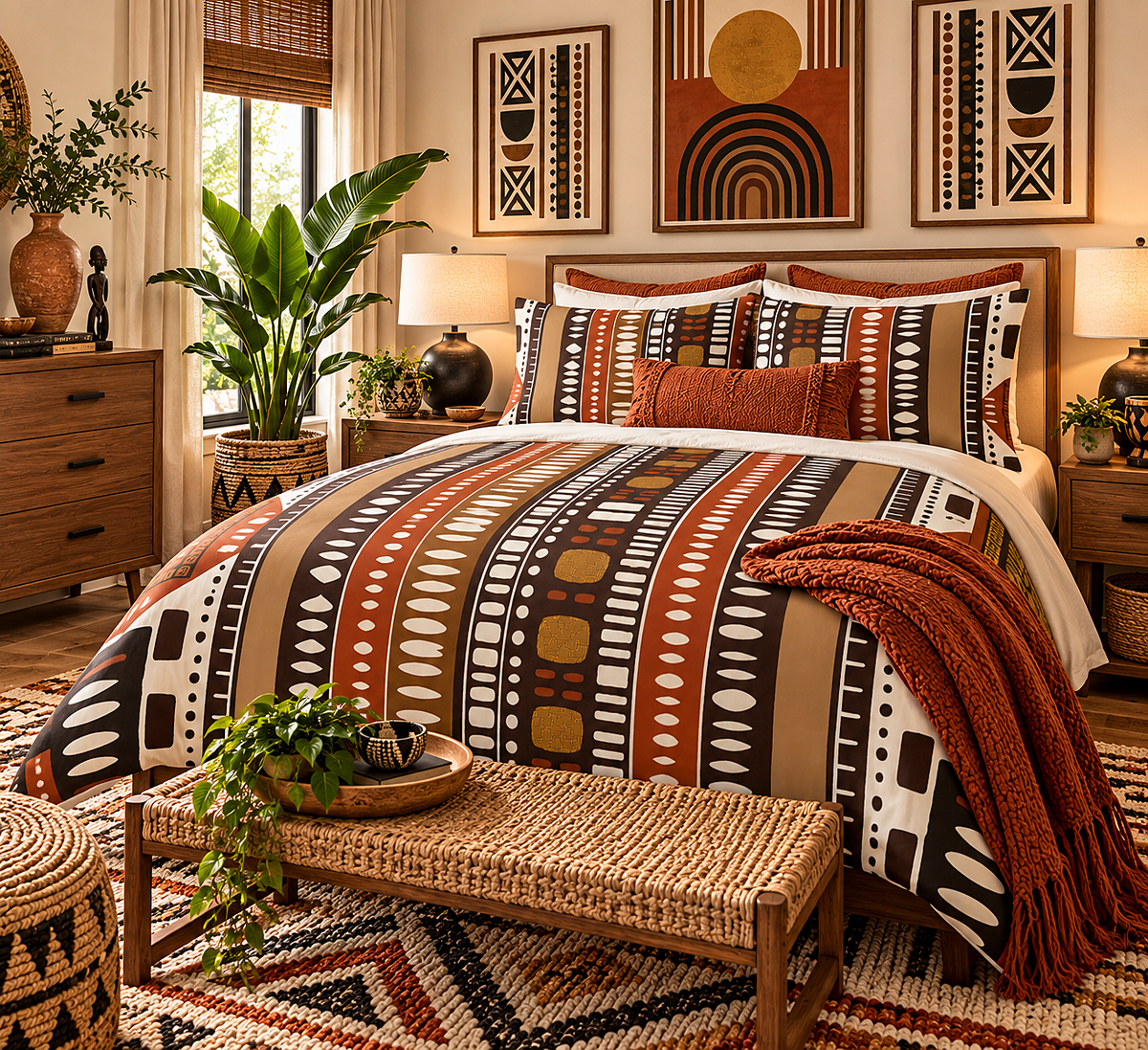 Bogolan Mud Cloth Pattern Cotton Duvet Cover