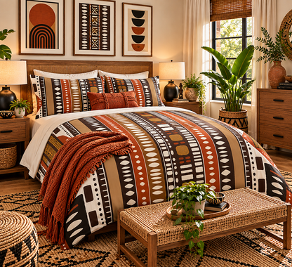 Bogolan Mud Cloth Pattern Cotton Duvet Cover