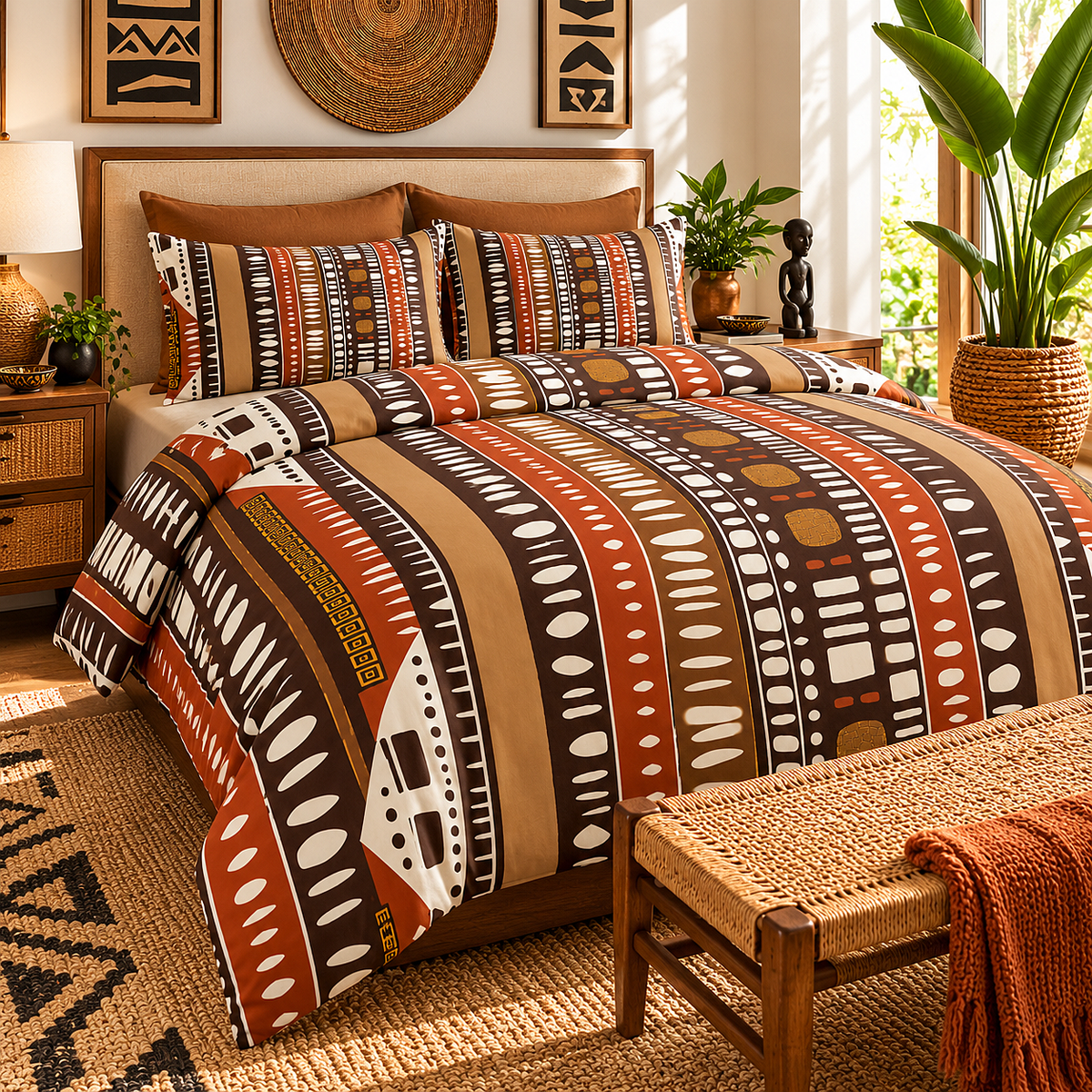 Bogolan Mud Cloth Pattern Cotton Duvet Cover