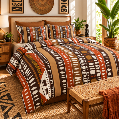 Bogolan Mud Cloth Pattern Cotton Duvet Cover