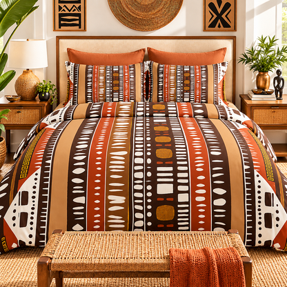 Bogolan Mud Cloth Pattern Cotton Duvet Cover