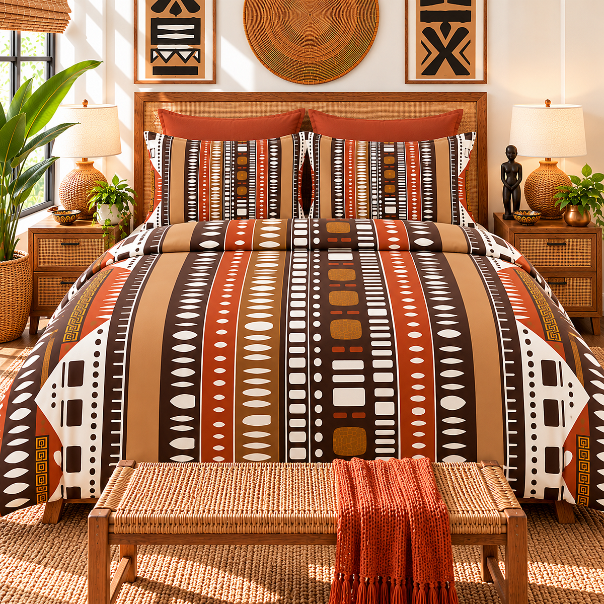Bogolan Mud Cloth Pattern Cotton Duvet Cover
