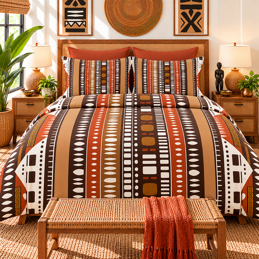 Bogolan Mud Cloth Pattern Cotton Duvet Cover