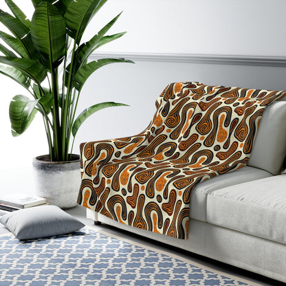 African Mudcloth Sherpa Blanket