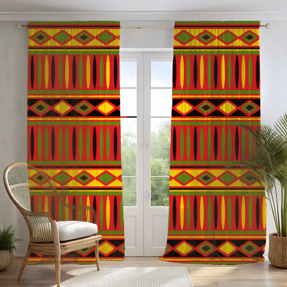 African-Inspired Geometric Window Curtain