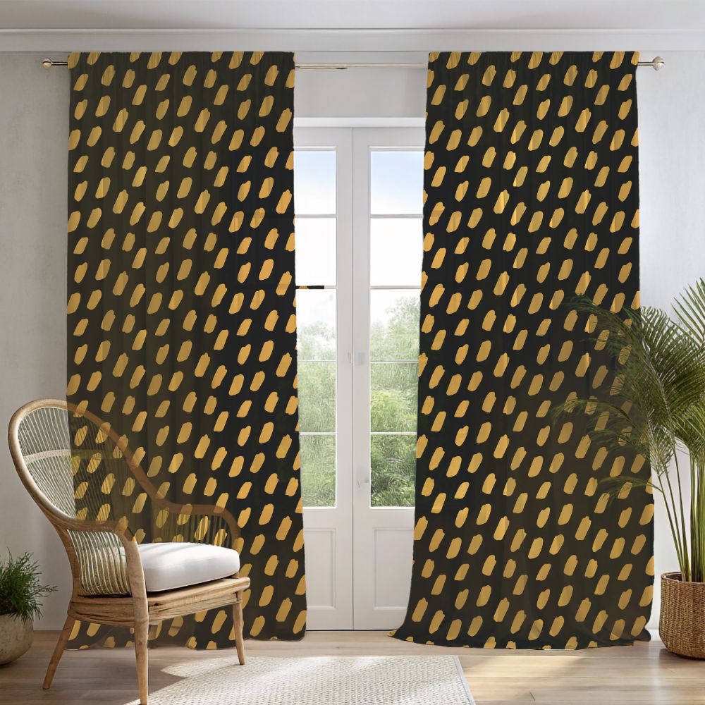 Golden Droplets Window Curtains