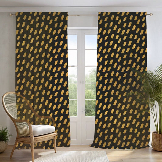 Golden Droplets Window Curtains