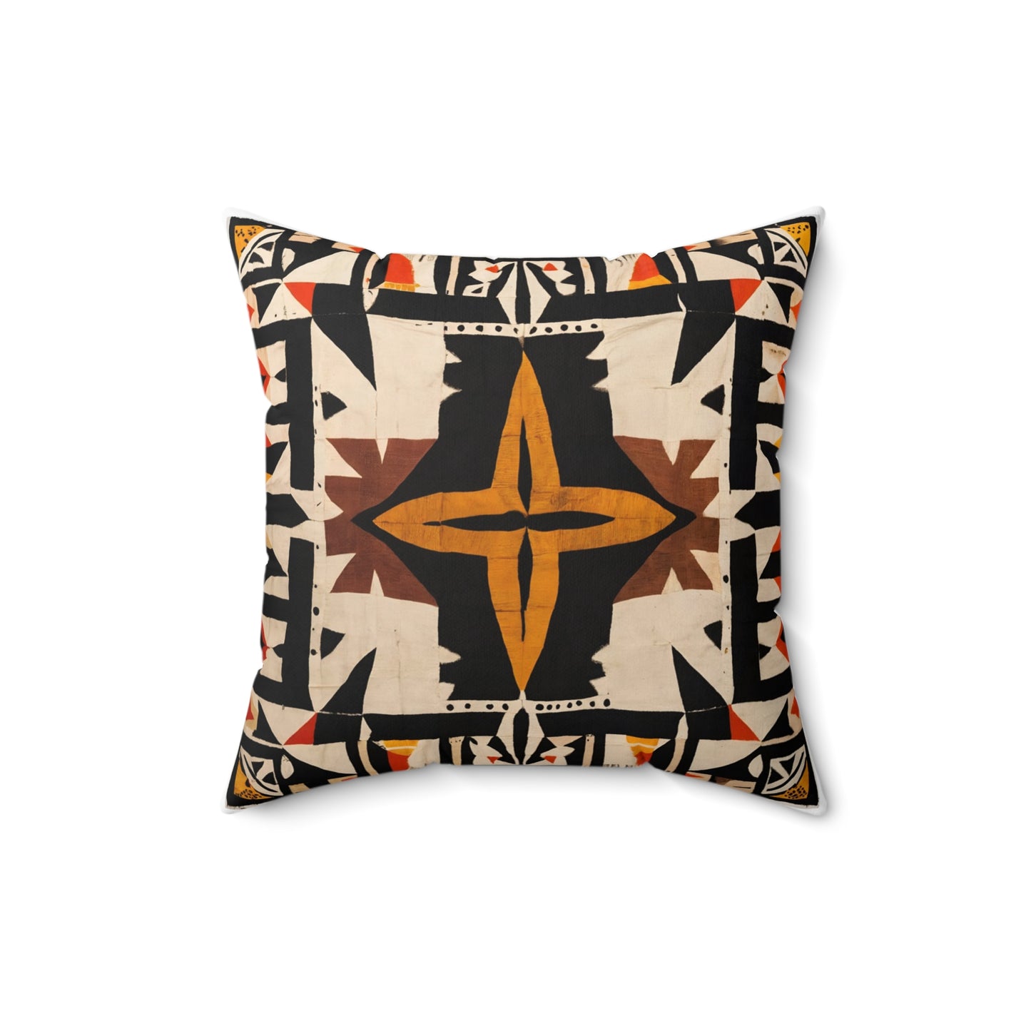 Orange Cross Bogolan Mudcloth Print Pillow or Cover