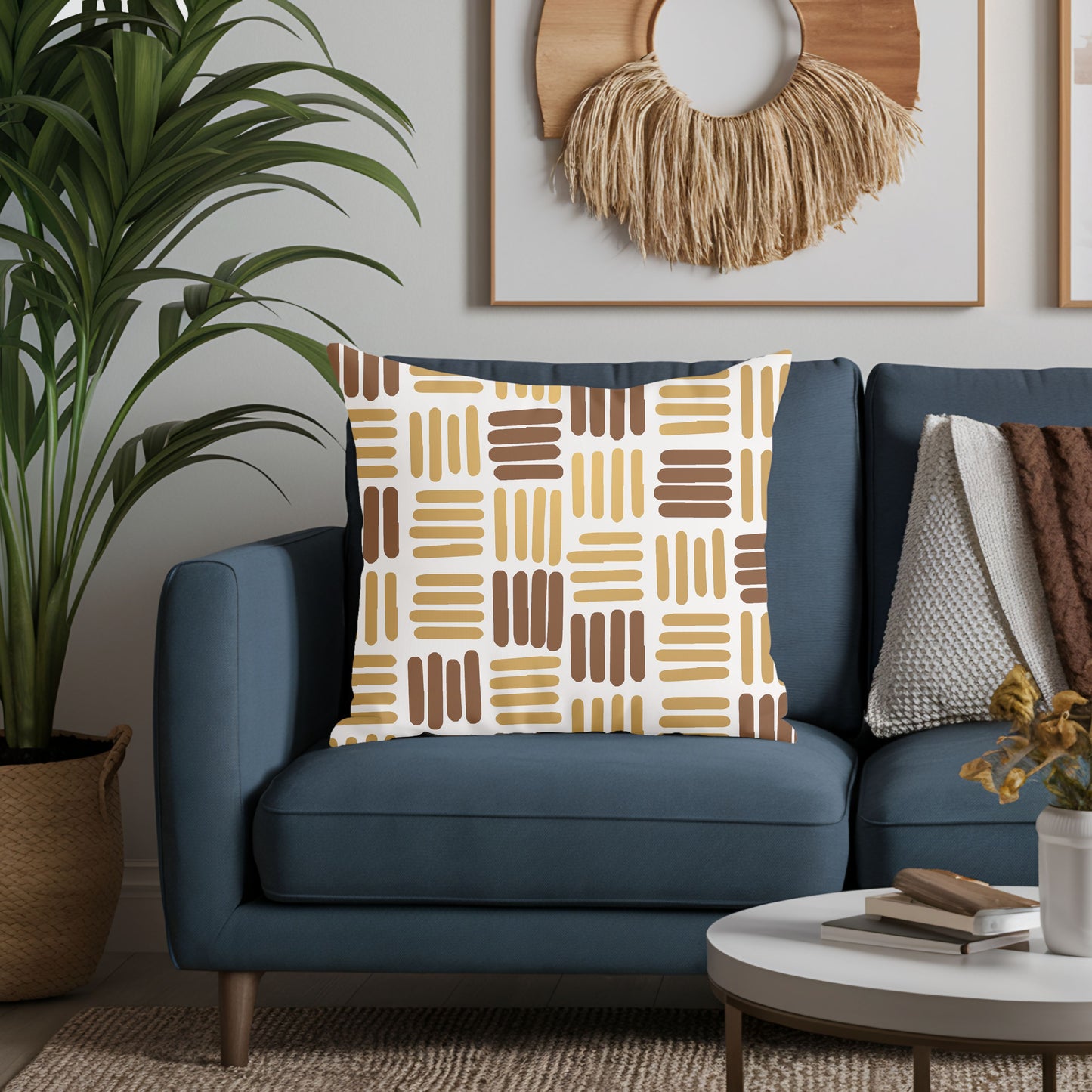 Tribal Mocha Stripes Pillow Cover