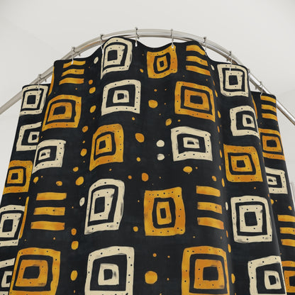 African Tribal Squares Pattern Shower Curtain