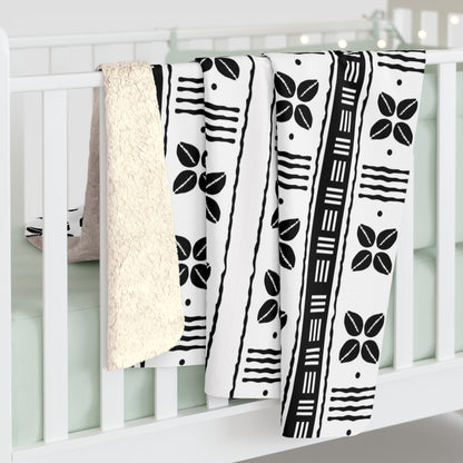 White African Cowrie Shells Sherpa Fleece Blanket