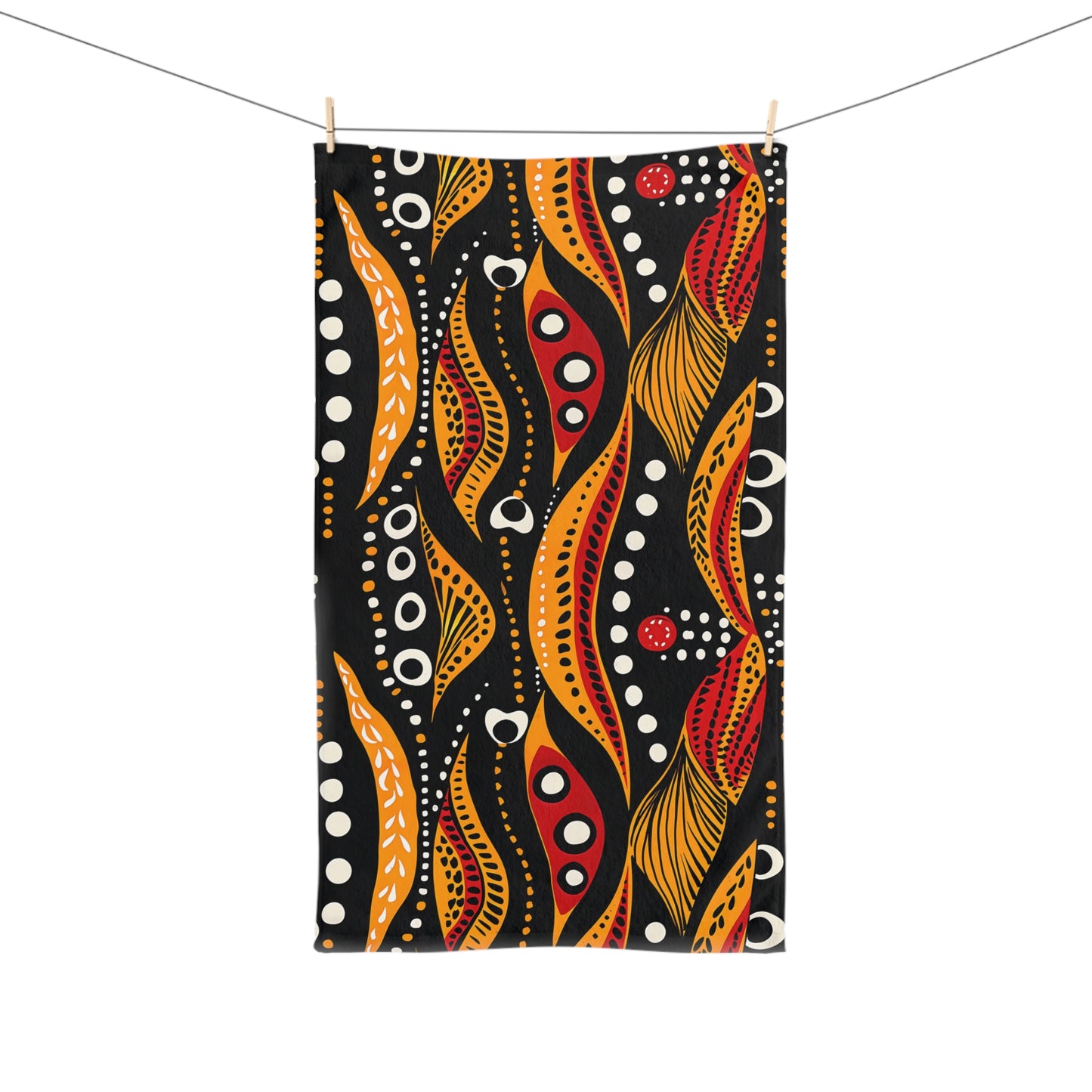 Abstract Indigenous Dot Art Hand Towel