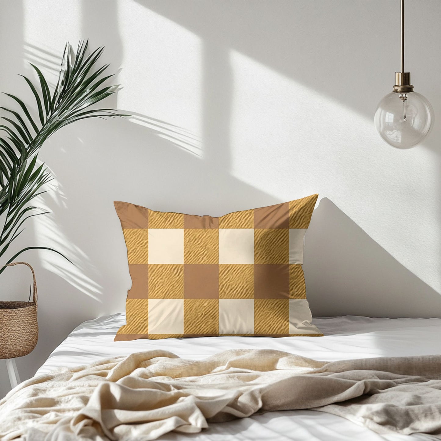 Gold Gingham Cushion Cover