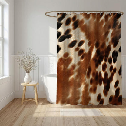 Brown Cowhide Print Shower Curtain