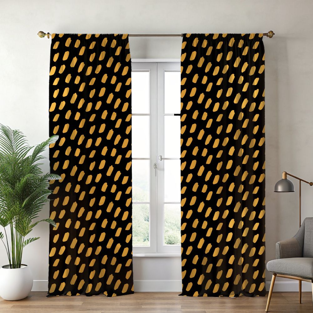 Golden Droplets Window Curtains