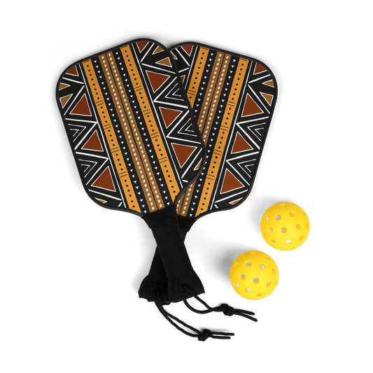 African Mudcloth Print Pickleball Paddle Set