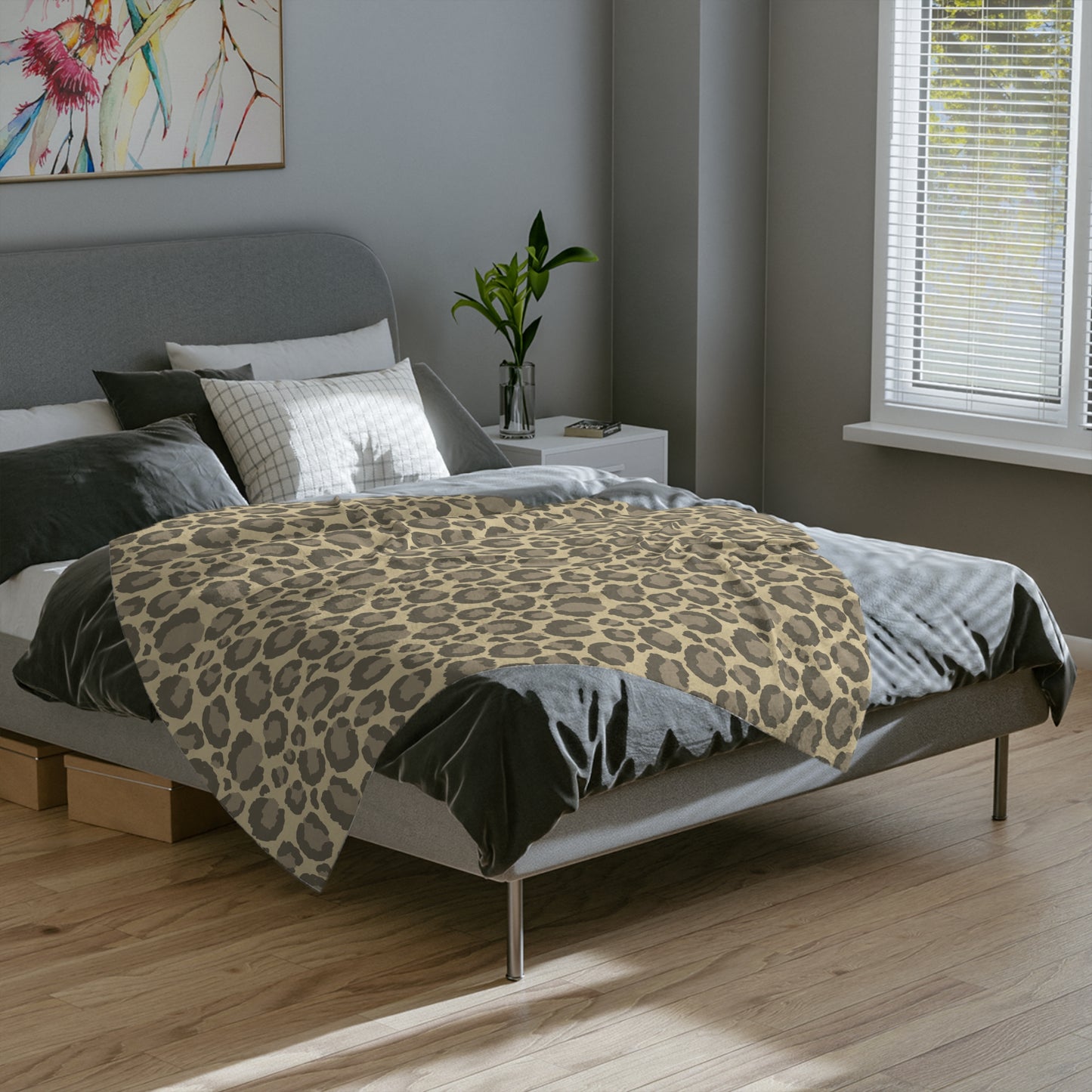 Neutral Leopard Print Throw Blanket