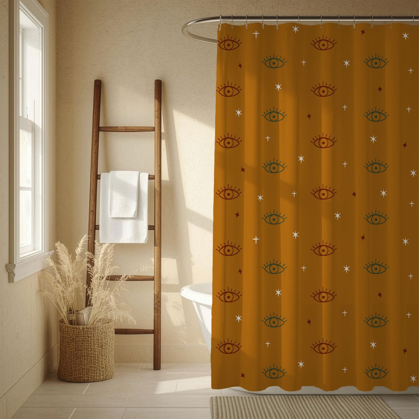 Boho Evil Eye Protection Shower Curtain
