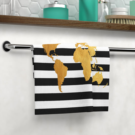 Gold World Map Face Towel