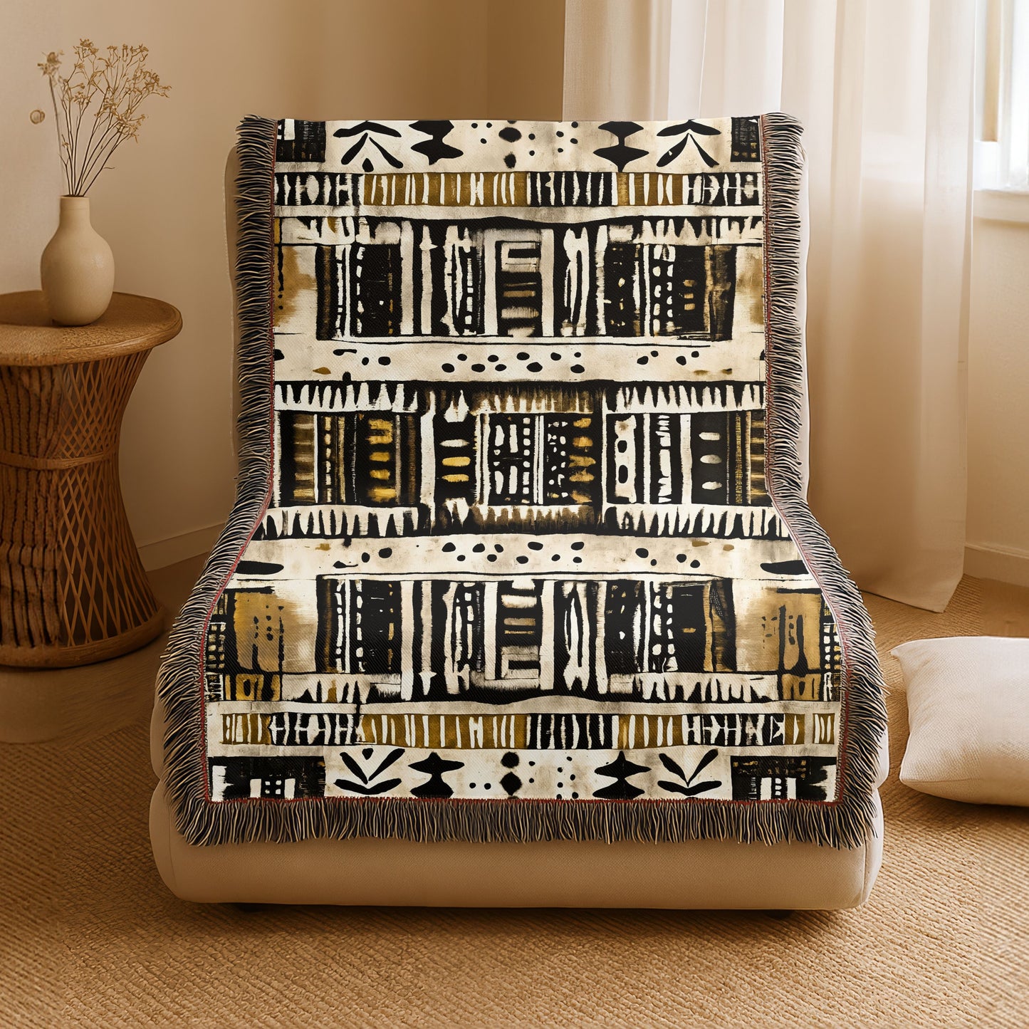 Geometric African Print Woven Blanket