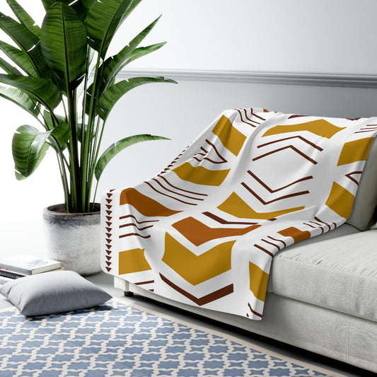 White Bogolan Sherpa Blanket