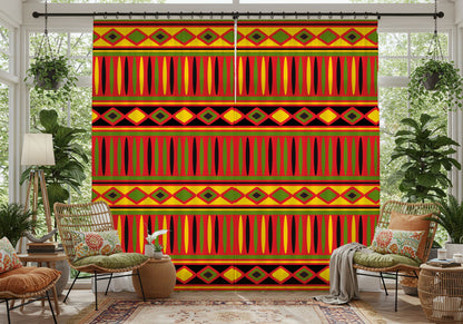 African-Inspired Geometric Window Curtain