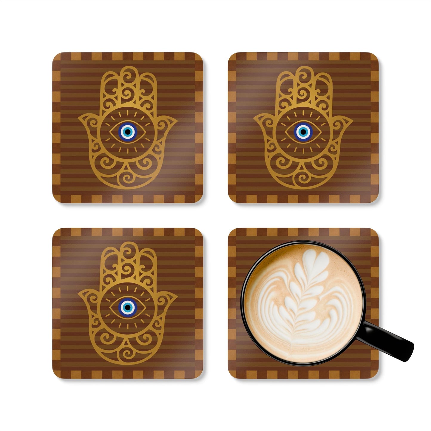 Hamsa Eye Coaster Set | Spiritual Drink Coasters | Protection Home Accessories