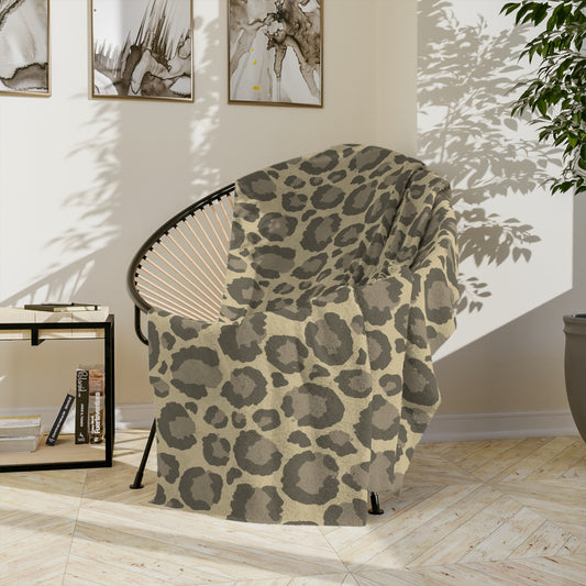 Neutral Leopard Print Throw Blanket