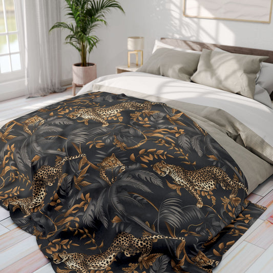 Cheetah Black Jungle Fleece Blanket