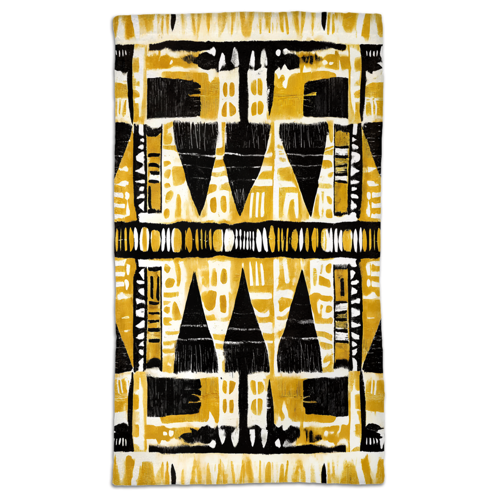 Yellow and Black Mud Cloth Print Hand Towel