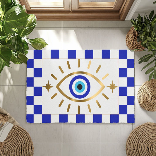 Checkered Evil Eye Doormat