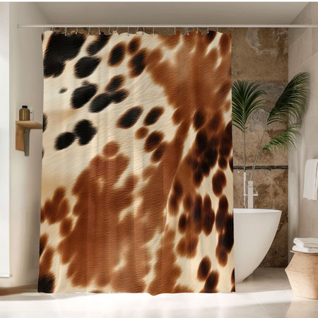 Brown Cowhide Print Shower Curtain