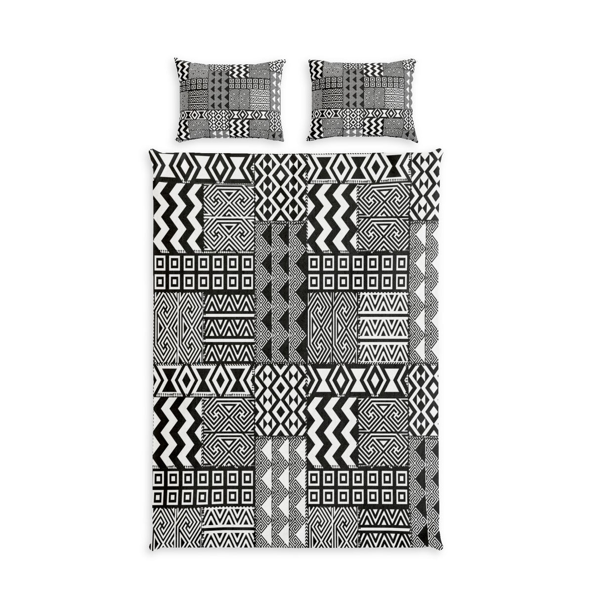 Black White African Mudcloth Cotton Duvet Cover Set