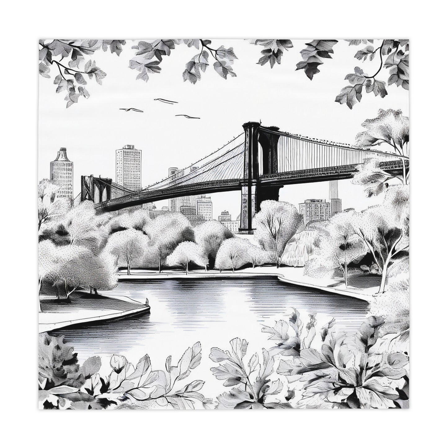 Black & White "Brooklyn" Tablecloth