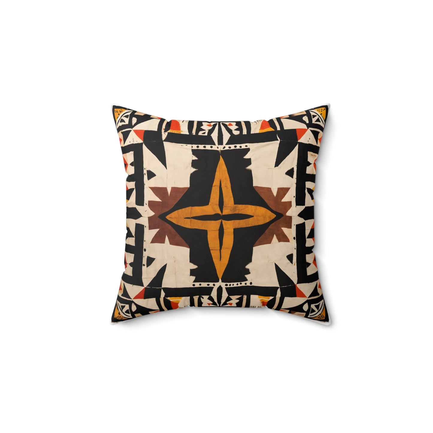 Orange Cross Bogolan Mudcloth Print Pillow or Cover