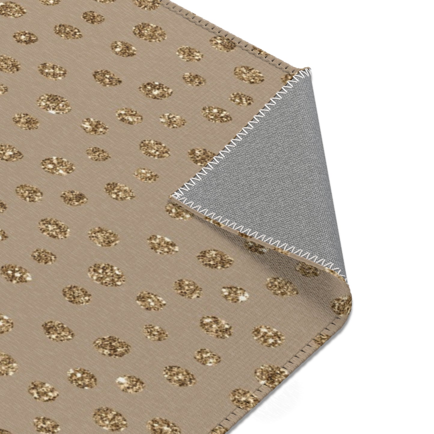 Tan Gold Polka Dots Area Rug