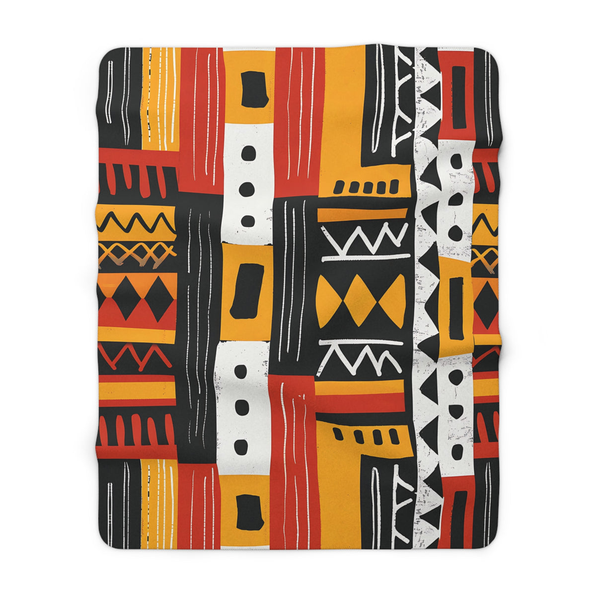 African Mudcloth Pattern Sherpa Blanket