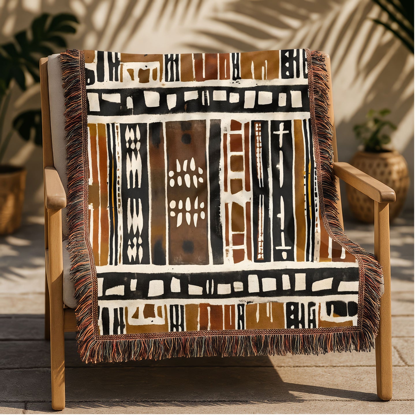 Mudcloth Tribal Pattern Woven Blanket